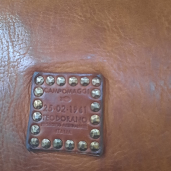 CAMPOMAGGI Small 'Aurora' shopping bag in cognac leather and floral raster New - Picture 8 of 11